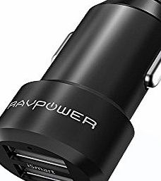 RAVPower Top Rated Car Charger, [Lifetime Warranty] RAVPower Dual USB Car Adaptor (4.8A/24W, iSmart Charging, Built-in Safety Protection) for iPhone 7 / 6S Plus / 5S, iPad Air / Mini, Mobile Phones, Tablet and
